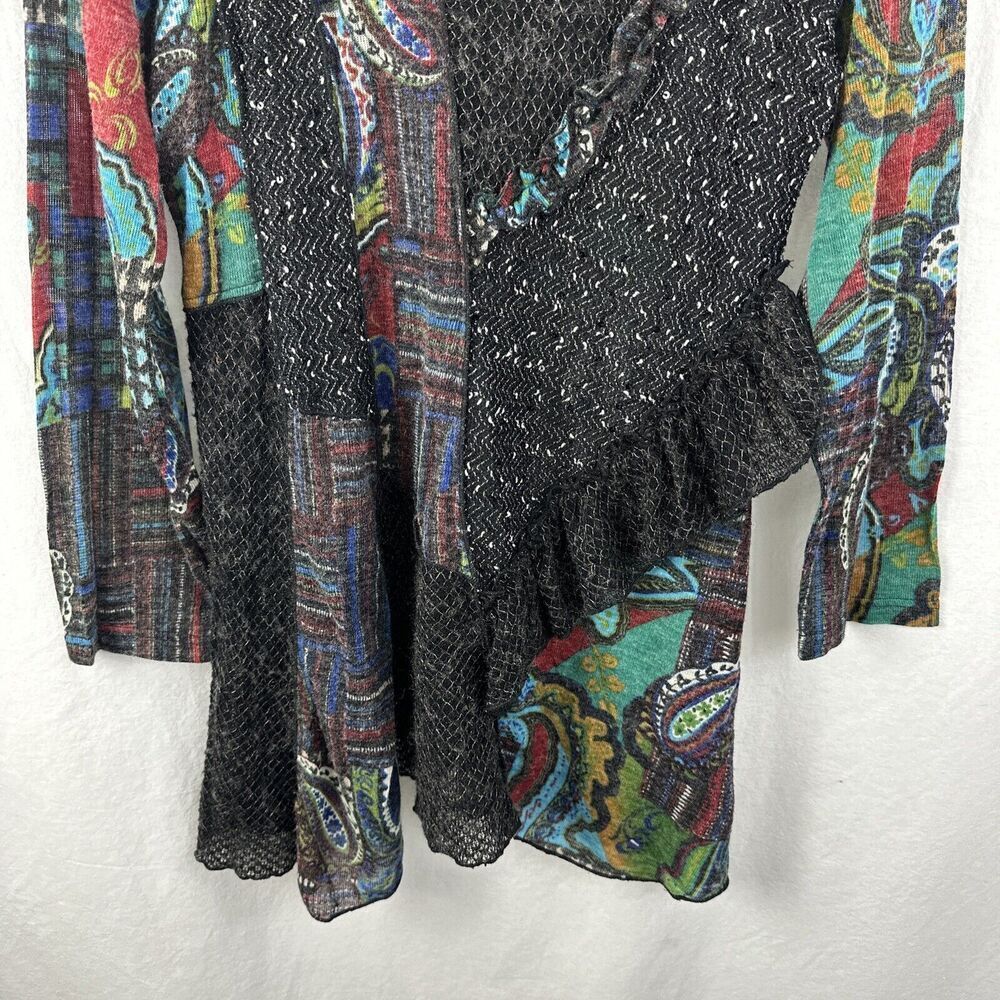 Adore Artsy Mixed Media Patchwork Textured Long Sleeve Tunic Top Womens Size M - Picture 5 of 13
